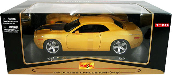 Dodge Challenger Diecast Model 118 Yellow 2006 2011 style body Brand 